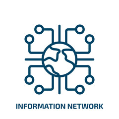 Poster - information network icon from computer collection. Thin linear information network, information, global outline icon isolated on white background. Line vector information network sign, symbol for web