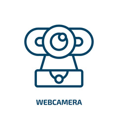 Poster - webcamera icon from computer collection. Thin linear webcamera, computer, camera outline icon isolated on white background. Line vector webcamera sign, symbol for web and mobile