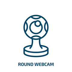 Poster - round webcam icon from computer collection. Thin linear round webcam, quality, webcam outline icon isolated on white background. Line vector round webcam sign, symbol for web and mobile