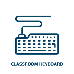 Poster - classroom keyboard icon from computer collection. Thin linear classroom keyboard, keyboard, business outline icon isolated on white background. Line vector classroom keyboard sign, symbol for web and