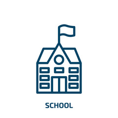 Poster - school icon from education collection. Thin linear school, book, study outline icon isolated on white background. Line vector school sign, symbol for web and mobile