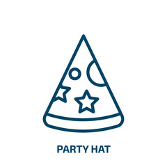 Poster - party hat icon from arcade collection. Thin linear party hat, happy, hat outline icon isolated on white background. Line vector party hat sign, symbol for web and mobile