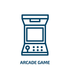 Poster - arcade game icon from arcade collection. Thin linear arcade game, play, game outline icon isolated on white background. Line vector arcade game sign, symbol for web and mobile