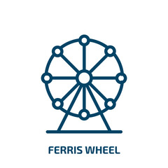 Poster - ferris wheel icon from arcade collection. Thin linear ferris wheel, holiday, travel outline icon isolated on white background. Line vector ferris wheel sign, symbol for web and mobile