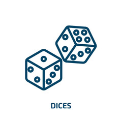 Poster - dices icon from arcade collection. Thin linear dices, play, fun outline icon isolated on white background. Line vector dices sign, symbol for web and mobile