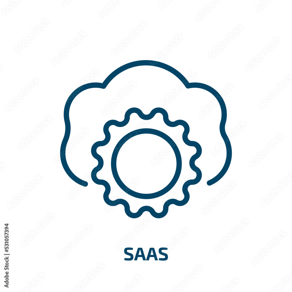 saas icon from general collection. Thin linear saas, service, cloud outline icon isolated on white background. Line vector saas sign, symbol for web and mobile
