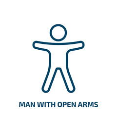Poster - man with open arms icon from general collection. thin linear man with open arms, hold, arm outline i