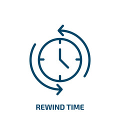 Poster - rewind time icon from general collection. Thin linear rewind time, rewind, time outline icon isolated on white background. Line vector rewind time sign, symbol for web and mobile