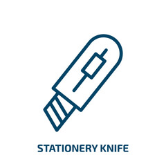 Poster - stationery knife icon from general collection. Thin linear stationery knife, repair, cut outline icon isolated on white background. Line vector stationery knife sign, symbol for web and mobile