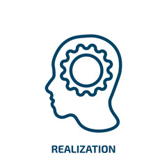 Poster - realization icon from general collection. Thin linear realization, business, technology outline icon isolated on white background. Line vector realization sign, symbol for web and mobile