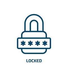 Poster - locked icon from internet security collection. Thin linear locked, lock, safety outline icon isolated on white background. Line vector locked sign, symbol for web and mobile