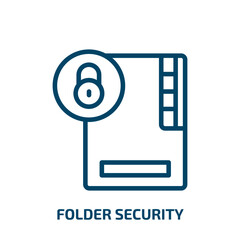Poster - folder security icon from internet security collection. Thin linear folder security, folder, security outline icon isolated on white background. Line vector folder security sign, symbol for web and