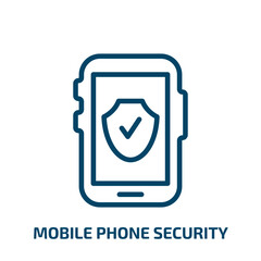 Poster - mobile phone security icon from internet security collection. thin linear mobile phone security, pho