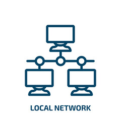 Poster - local network icon from internet security collection. Thin linear local network, network, computer outline icon isolated on white background. Line vector local network sign, symbol for web and mobile