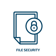 Poster - file security icon from internet security collection. thin linear file security, cloud, lock outline