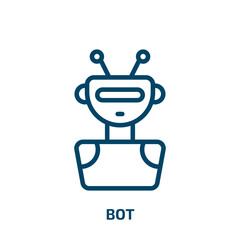 Poster - bot icon from internet security collection. Thin linear bot, robot, technology outline icon isolated on white background. Line vector bot sign, symbol for web and mobile
