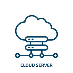 Poster - cloud server icon from internet security collection. Thin linear cloud server, cloud, communication outline icon isolated on white background. Line vector cloud server sign, symbol for web and mobile