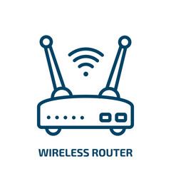 Poster - wireless router icon from internet security collection. thin linear wireless router, antenna, networ