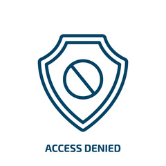 Poster - access denied icon from internet security collection. Thin linear access denied, access, denied outline icon isolated on white background. Line vector access denied sign, symbol for web and mobile