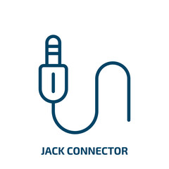 Poster - jack connector icon from music and media collection. Thin linear jack connector, connection, cable outline icon isolated on white background. Line vector jack connector sign, symbol for web and mobile