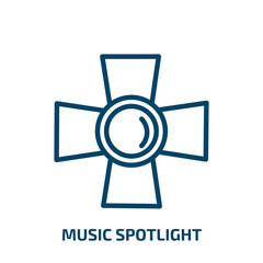 Poster - music spotlight icon from music and media collection. Thin linear music spotlight, music, light outline icon isolated on white background. Line vector music spotlight sign, symbol for web and mobile