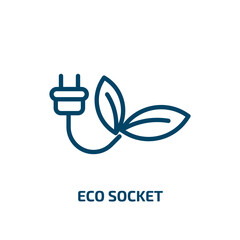 Poster - eco socket icon from nature collection. Thin linear eco socket, eco, energy outline icon isolated on white background. Line vector eco socket sign, symbol for web and mobile