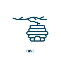 Poster - hive icon from nature collection. Thin linear hive, insect, bee outline icon isolated on white background. Line vector hive sign, symbol for web and mobile