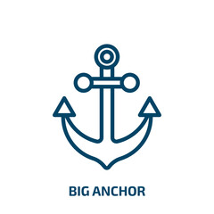 Poster - big anchor icon from nautical collection. Thin linear big anchor, big, metal outline icon isolated on white background. Line vector big anchor sign, symbol for web and mobile