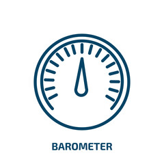 Poster - barometer icon from nautical collection. Thin linear barometer, meter, speedometer outline icon isolated on white background. Line vector barometer sign, symbol for web and mobile