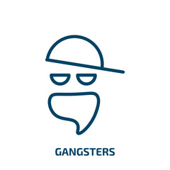 Poster - gangsters icon from people collection. Thin linear gangsters, gangster, hat outline icon isolated on white background. Line vector gangsters sign, symbol for web and mobile