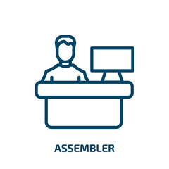 Poster - assembler icon from people collection. Thin linear assembler, assembly, business outline icon isolated on white background. Line vector assembler sign, symbol for web and mobile
