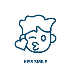 Poster - kiss smile icon from people collection. Thin linear kiss smile, kiss, face outline icon isolated on white background. Line vector kiss smile sign, symbol for web and mobile