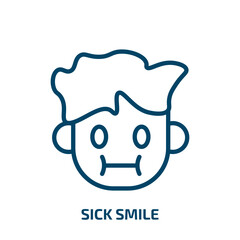 Poster - sick smile icon from people collection. Thin linear sick smile, smile, sick outline icon isolated on white background. Line vector sick smile sign, symbol for web and mobile