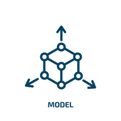 Poster - model icon from professions & jobs collection. thin linear model, process, business outline icon iso