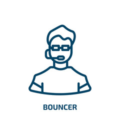 Poster - bouncer icon from professions & jobs collection. Thin linear bouncer, child, kid outline icon isolated on white background. Line vector bouncer sign, symbol for web and mobile