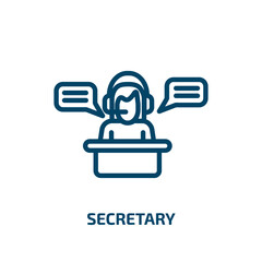 Poster - secretary icon from professions collection. Thin linear secretary, service, business outline icon isolated on white background. Line vector secretary sign, symbol for web and mobile