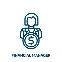 Poster - financial manager icon from professions collection. Thin linear financial manager, management, finance outline icon isolated on white background. Line vector financial manager sign, symbol for web and