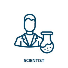 Poster - scientist icon from professions collection. Thin linear scientist, research, test outline icon isolated on white background. Line vector scientist sign, symbol for web and mobile