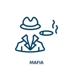 Poster - mafia icon from professions collection. Thin linear mafia, glasses, crime outline icon isolated on white background. Line vector mafia sign, symbol for web and mobile