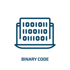 Poster - binary code icon from seo collection. thin linear binary code, code, computer outline icon isolated 