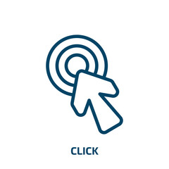 Poster - click icon from seo collection. Thin linear click, technology, internet outline icon isolated on white background. Line vector click sign, symbol for web and mobile