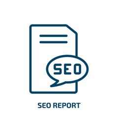 Poster - seo report icon from programming collection. Thin linear seo report, seo, business outline icon isolated on white background. Line vector seo report sign, symbol for web and mobile