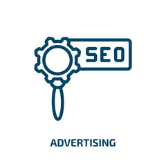 Poster - advertising icon from seo collection. Thin linear advertising, marketing, communication outline icon isolated on white background. Line vector advertising sign, symbol for web and mobile