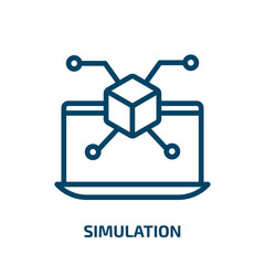Poster - simulation icon from programming collection. Thin linear simulation, technology, view outline icon isolated on white background. Line vector simulation sign, symbol for web and mobile