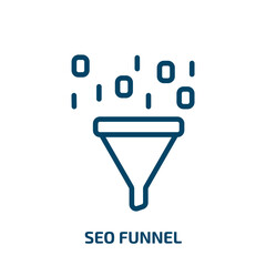 Poster - seo funnel icon from programming collection. Thin linear seo funnel, funnel, seo outline icon isolated on white background. Line vector seo funnel sign, symbol for web and mobile