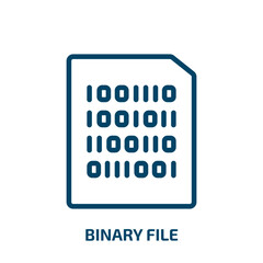 Poster - binary file icon from programming collection. thin linear binary file, binary, data outline icon iso
