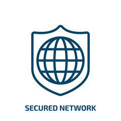 Poster - secured network icon from programming collection. Thin linear secured network, network, computer outline icon isolated on white background. Line vector secured network sign, symbol for web and mobile