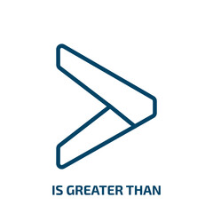 Poster - is greater than icon from signs collection. Thin linear is greater than, greater, less outline icon isolated on white background. Line vector is greater than sign, symbol for web and mobile
