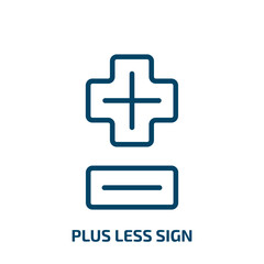 Poster - plus less sign icon from signs collection. Thin linear plus less sign, minus, less outline icon isolated on white background. Line vector plus less sign sign, symbol for web and mobile