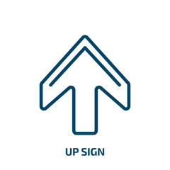 Poster - up sign icon from signs collection. Thin linear up sign, hand, business outline icon isolated on white background. Line vector up sign sign, symbol for web and mobile